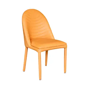 Hendry Nordic lüks yemek sandalyesi lüks turuncu deri otel restoran sandalye döşemeli yemek sandalyesi ile metal bacaklar