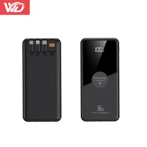 Power Bank portabel 20000mah USB C PD 20W, Bank daya pengisian cepat dengan tampilan LED kabel tipe-c untuk iPhone Android