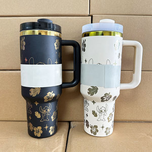 Giá rẻ nhất giá 2.0 cup với xử lý chai nước tùy chỉnh phim hoạt hình laster khắc 40oz cốc cốc nước rơm - Product Image 3