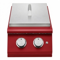 Barbecue à gaz 2 brûleurs en acier inoxydable rouge avec allumage électronique et commande par bouton pour cuisine extérieure
