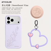 Set de Regalo de Funda de Silicona Líquida para Teléfono con Soporte Magnético y Cordón con Corazón, Grabado Láser, Logotipo Personalizado, Venta al Por Mayor, Color Morado