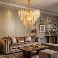 Lustre moderne en verre multi-tailles en forme de feuille, lampe suspendue simple, double ou multi-niveaux pour hôtel, restaurant, éclairage commercial