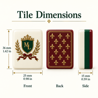 Ensemble de tuiles de mahjong en acrylique de luxe américain avec le blason du club Heritage et l'illustration Fleur de Lys pour la vente au détail, les cadeaux et la personnalisation de marque