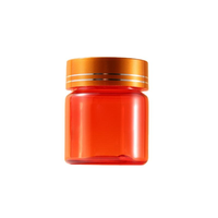 Bouteille en plastique PET rouge personnalisée de 30 ml (1 oz) pour capsules, petite bouteille à médicaments avec couvercles noirs à double ligne pour pilules et médicaments