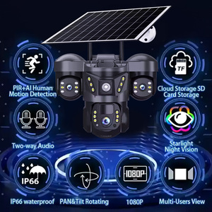 Ba ống kính V380 hệ thống giám sát không dây Powered Bảng điều chỉnh wifi ngoài trời an ninh CCTV 4 gam Sim Thẻ năng lượng mặt trời máy ảnh - Product Image 4