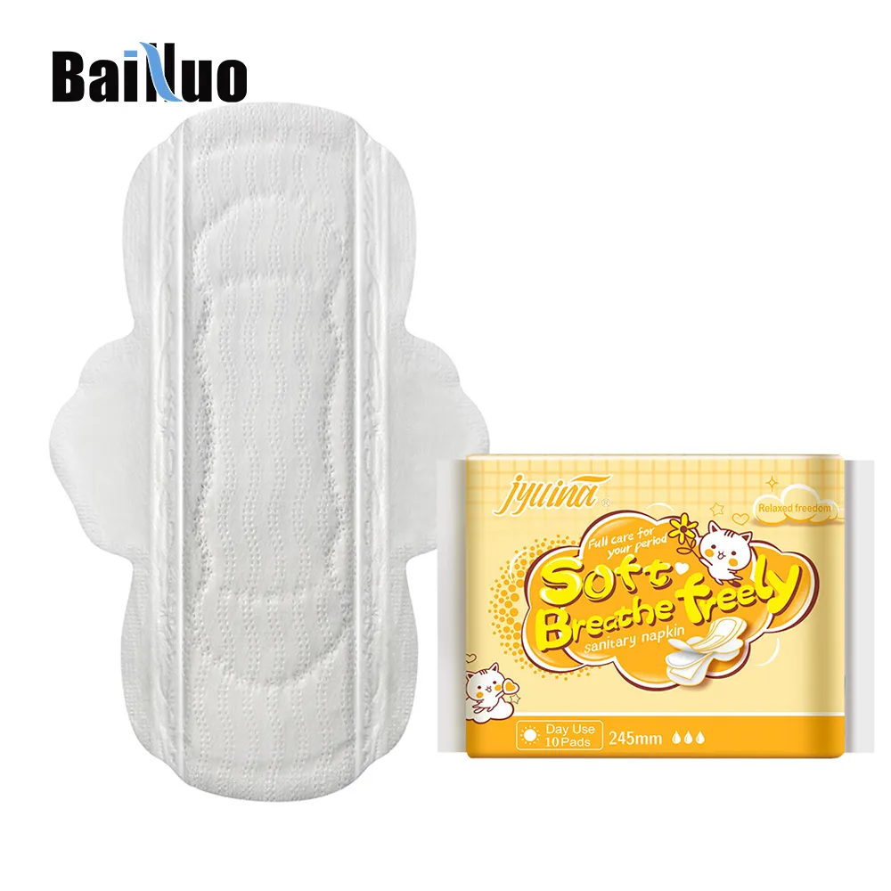 China Suppliers Ultra-Thin Breathable Cotton Sanitary Pads Winged Shape Feminine Hygiene Women Free Samples