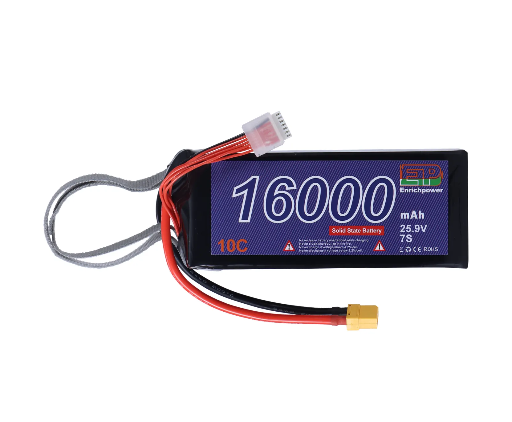 Lebih dari 800 kali kepadatan energi tinggi 7S Lipo 25.9V 16000mah 10C Bahan Baru Semi Solid State Maker Drone Pak baterai