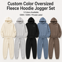 Ensemble jogging IKDEER personnalisé en molleton brossé uni avec logo minimal sur la poitrine, coupe oversize décontractée, unisexe, pour le quotidien
