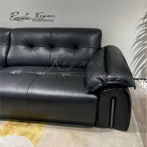 Sofá de Cuero Genuino KeynesLuxury de 3 Plazas, con Espuma de Alta Densidad, Estructura de Madera Sólida, Diseño Moderno para Hogar, Villa u Hotel - Product Image 3