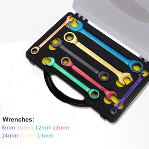 7 Uds. Llave portátil de extremo abierto único de alta resistencia, juego de herramientas de trinquete de 72 dientes, combinación de reparación de automóviles colorida, medición métrica - Product Image 2