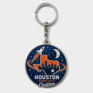 Llaveros Personalizados al por Mayor de Houston, Cadenas de la Ciudad Espacial, Diseño con Elementos Aeroespaciales, Recuerdo de Viaje, Llavero de Colección - Product Image 3