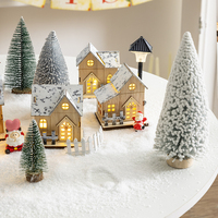 LED-beleuchtetes Weihnachtsdorf aus Holz, Mini-Schneehaus-Szenerie mit Weihnachtsmann für Heimdekoration