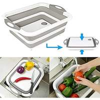 Planche à découper pliable multifonctionnelle 3 en 1 pour la cuisine, bloc à découper en plastique pliable, panier de lavage, PP pour usage alimentaire