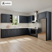 Meubles de cuisine laqués sur mesure, aménagement en L classique, fournitures pour projets résidentiels, boîtes de rangement en contreplaqué et rangements extractibles