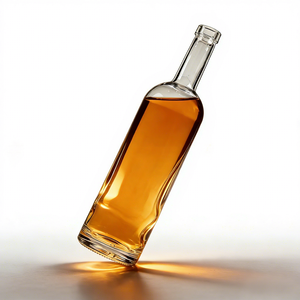 Botella de Vidrio Transparente Personalizada, Extra Flint, Forma Redonda, <span class=keywords><strong>375ml</strong></span> 500ml 750ml, para <span class=keywords><strong>Vodka</strong></span>, Whisky, Vino, con Tapón - Product Image 5