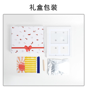 Baby Hand Foot <b>Print</b> Photo <b>Frame</b> Rectangular Embossing Printing Tabletop Display For First Birthday Full Moon Celebration - Product Image 4