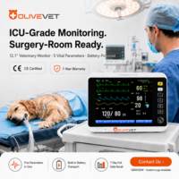 Moniteur patient vétérinaire portable multiparamètres OliveVet à écran tactile 12,1 pouces rechargeable ECG SpO2 NIBP Resp Temp