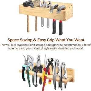 Support mural en bois pour outils, pour clés, marteaux et tournevis, avec 1 niveau de 14 cm de profondeur - Product Image 3