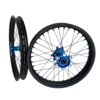 Roues de moto tout-terrain Surron Ultra Bee 21/18 pouces, roues à rayons noires, moyeu bleu, pour enduro