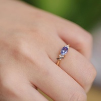 Bague japonaise incrustée de cuivre électroplaqué (non-tanzanite) pour femme, style Instagram, colorée, classique, rétro, pour le quotidien