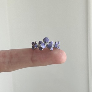 Bague en argent pur S925 avec fleur de glycine Monet pour femmes, romantique, exquise, vintage, glaçure de fleur violette, incrustation décontractée - Product Image 4