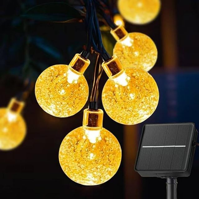 Factory Direct Solar Outdoor Globe Mini String Lights Waterproof Crystal Ball Lights Patio Lights with 8 Modes for Garden, Lawn
