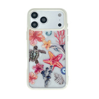 Coque de téléphone rigide transparente en PC avec imprimé animaux marins (corail) pour iPhone 17 Pro Max