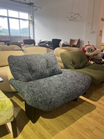 Fauteuil lounge moderne avec base en bois massif - Fauteuil d'appoint ergonomique en tissu bouclé vert foncé pour salon, café ou utilisation en café