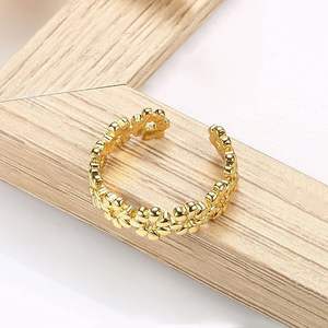 Stile europeo americano nuovo 18K placcato oro reale in ottone regolabile gioielli fiore zircone punta anello - Product Image 4