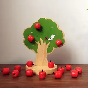 Jouets éducatifs Montessori en bois pour enfants, assortis avec un arbre Apple, avec aimant, jeu pour tout-petits, offre spéciale