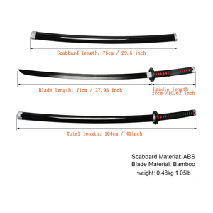 US Warehouse Stock Anime Swords <span class=keywords><strong>Katana</strong></span> en bois de bambou non tranchant équipé d'un porte-épée et d'une ceinture - Product Image 4