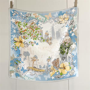 100% 天然シルクヘアスカーフ生地サテンクレープシルククレープDe Chineシルクスカーフヒジャーブ - Product Image 1