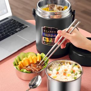 1.6L 2.0L 2.6L Adults Students <b>Large</b> Capacity Thermal Bucket Home Carrying Pot for Rice 304 Stainless Steel Thermal Lunch <b>Box</b> - Product Image 2