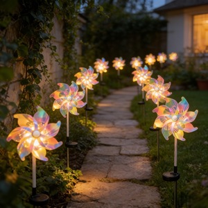 Lampe <span class=keywords><strong>solaire</strong></span> LED extérieure étanche RGB multicolore en forme <span class=keywords><strong>de</strong></span> <span class=keywords><strong>moulin</strong></span> à vent pour pelouse, parc, allée, portail, sécurité, aménagement paysager et événements - Product Image 2