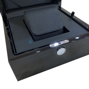 Luxury High Gloss <b>Black</b> Wooden Watch <b>Box</b> with Custom Logo, Premium Piano Finish Storage & Gift Packaging <b>Box</b> - Product Image 4