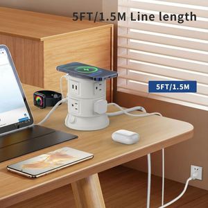 Multiprise tour magnétique à chargement sans fil USB US, protection contre les surtensions, <span class=keywords><strong>cordon</strong></span> d'extension de 1,8 m, <span class=keywords><strong>6</strong></span> prises électriques intelligentes - Product Image 6