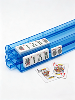 Support de tuiles de mahjong en acrylique transparent moderne, ensemble de bâtons de poussée, accessoires de mahjong colorés disponibles, table de jeu de mahjong américaine