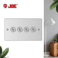 Interrupteur à bascule 4 gangs 2 voies 10A 10AX/20AX 250V en acier inoxydable 86x86mm, norme britannique, pour maison et bureau, installation facile