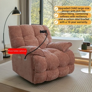 Fauteuil à bascule moderne en chenille jaune, surdimensionné, extensible, avec port de charge USB, massage électrique doux, pour adultes, en tissu et métal, écologique - Product Image 4