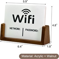 Panneau WiFi pour invités avec base en bois, style rustique commercial simple, plaque décorative avec mot de passe WiFi imprimé UV pour la maison, le bureau, le café