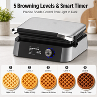 Gaufrier professionnel populaire de 1600 W haute puissance, amovible, en acier inoxydable, compatible lave-vaisselle, pour usage domestique