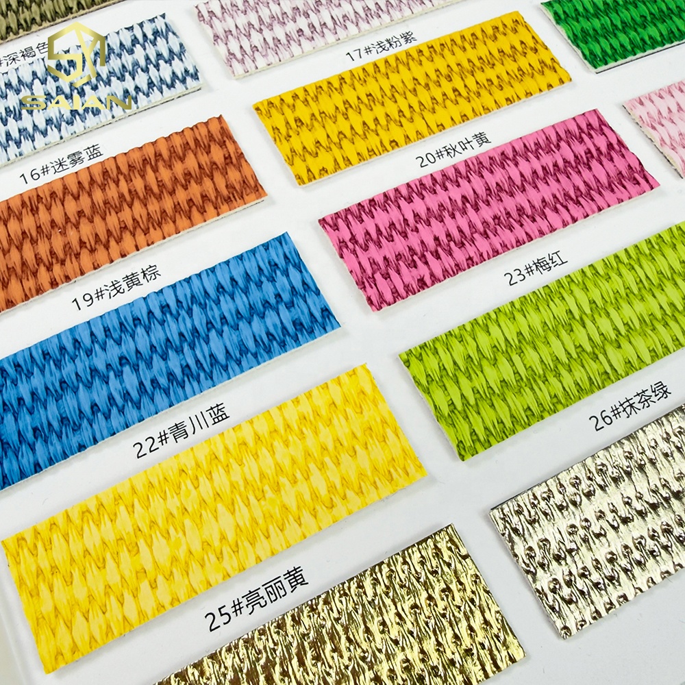 33 Colors Straw Mat Woven Embossed PVC Synthetic Leather Fabric for Luggage Handbags Shoe Materials