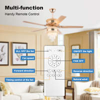 Nouveau ventilateur de plafond moderne de luxe de 52 pouces, plaqué or, à diodes LED, 220V, corps en fer, décoration de la maison, ventilateur de plafond pour hôtel