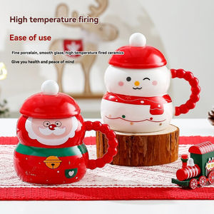 <b>Christmas</b> <b>Gift</b> Mug for Girls Cute Ceramic Couple Drinking Cup Home Breakfast Coffee Mug with Lid and Spoon - Product Image 3