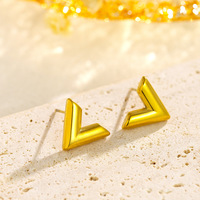 Conjunto de Joyería con Letra V, Minimalista, de Lujo Ligero, para Mujer, Cadena para Clavícula, Pulsera, Aretes, Acero Inoxidable, Venta al Por Mayor