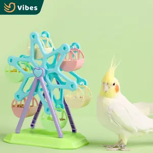 New Designs Colorful Beautiful Bird Feeder Toy Bird Forage Wheel Revolving Feeder For Parrots