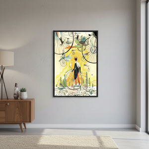 Whimsical Cycling Print: Abstract Bicycle Canvas Artwork, Flat Printed Design,<b>BLACK</b> <b>FRAMED</b> CANVAS - Product Image 2