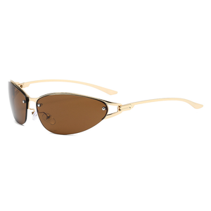 Lunettes de soleil œil de chat demi-cerclées vintage Y2K pour femmes, monture métallique légère, protection UV400, durables, confortables, style urbain tendance - Product Image 2