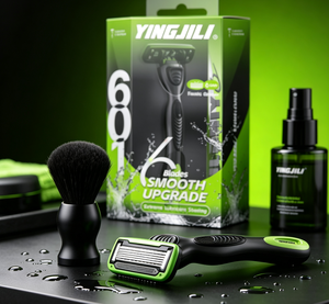 <span class=keywords><strong>Rasoir</strong></span> manuel pour homme à 6 lames avec logo personnalisé, bande lubrifiante à l'aloe vera, forme en L, facile à nettoyer - Product Image 1