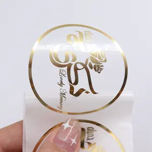 Custom Gold Foil Hot Stamping Roll Label Sticker Paper Printed Transparent Label Round Stickers